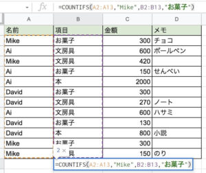 countifs関数